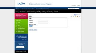UQAM | Programme d'immersion d'été en anglais et en français | Login