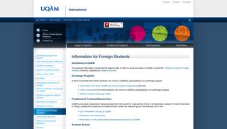 UQAM | International | Information for Foreign Students