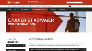 Admission procedures | Vice-décanat à l'international | ESG UQAM