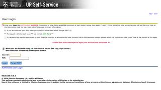 User Login - UR Self-Service