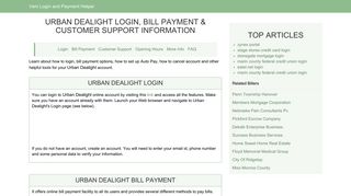 Urban Dealight Login, Bill Payment & Customer Support Information