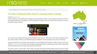 The RSA Certificate With Urban E Learning Online Training | RSA ...