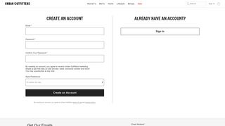 Create an Account - Urban Outfitters