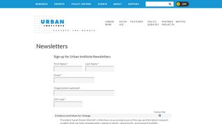 Email Signup | Urban Institute
