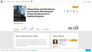 Urbanization and Affordances that Promote Well-Being for (Urban ...
