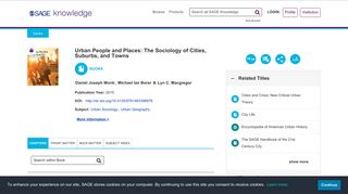 SAGE Books - Urban People and Places: The Sociology of Cities ...