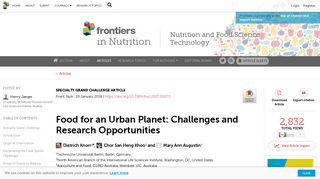 Frontiers | Food for an Urban Planet: Challenges and Research ...
