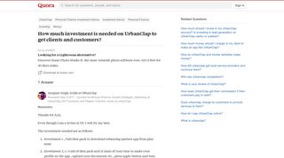 How much investment is needed on UrbanClap to get clients and ...