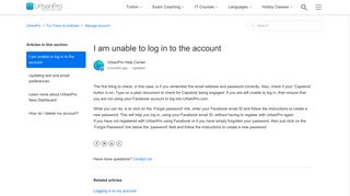 I am unable to log in to the account – UrbanPro