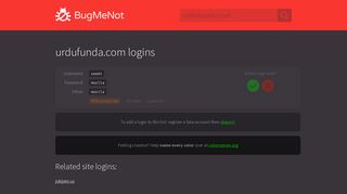 urdufunda.com passwords - BugMeNot