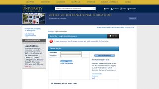 Security > Login (existing user) > URI Office of International Education
