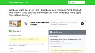 Facebook login message: “URL Blocked: This ... - CODE Q&A Solved