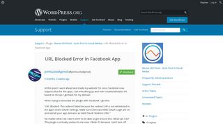 URL Blocked Error In Facebook App | WordPress.org