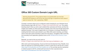 Office 365 Custom Domain Login URL – FlamingKeys – Active ...