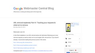 URL removal explained, Part IV - Official Google Webmaster Central ...