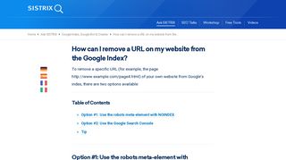 How can I remove a URL on my website from the Google Index? - Sistrix