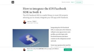How to integrate the iOS Facebook SDK in Swift 4 – Josh Gare - Medium