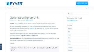Generate a Signup Link - Ryver Support