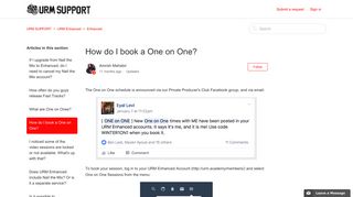 How do I book a One on One? – URM SUPPORT