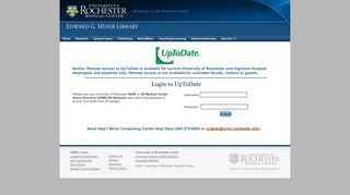 Miner Library Login Page - URMC - University of Rochester