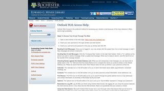 Outlook Web Access (OWA) Help, Miner Library - URMC - University of ...