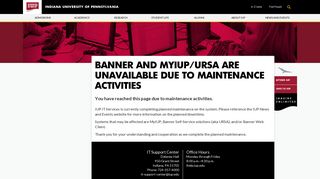 Banner MyIUP/URSA are Unavailable - IUP