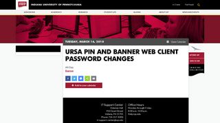 URSA PIN and Banner Web Client password changes - IUP