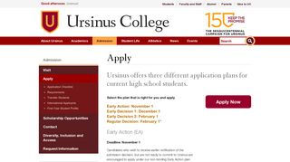 Apply | Admission | Ursinus College