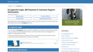Us Agencies Login, Bill Payment & Customer Support Information