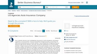 US Agencies Auto Insurance Company | Complaints | Better Business ...