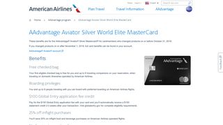 AAdvantage Aviator Silver World Elite Mastercard ... - American Airlines