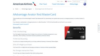 AAdvantage Aviator Red Mastercard ... - American Airlines