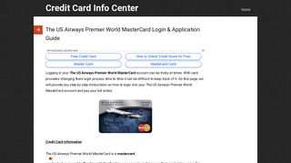 The US Airways Premier World MasterCard Login & Application Guide