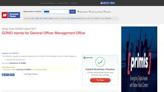 GOMO - General Officer Management Office | AcronymFinder
