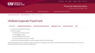 US Bank Corporate Travel Card | Financial Administration
