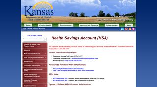 Health Care Finance - Health Savings Account - KDHE