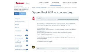 Optum Bank HSA not connecting... | Quicken Customer Community ...