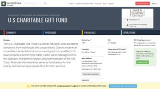 U S Charitable Gift Fund - GuideStar Profile