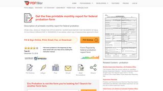 Printable Monthly Report For Federal Probation - Fill Online, Printable ...