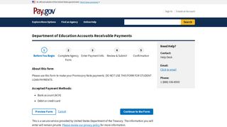 Pay.gov - Department of Education Accounts Receivable Payments