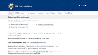 Nonimmigrant Visa Appointments | U.S. Embassy in Ireland