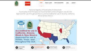 US Food Handler online ANSI ASTM Accredited program California ...