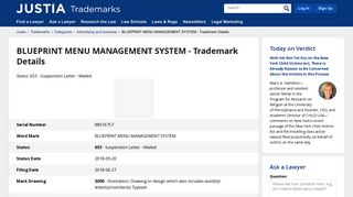 BLUEPRINT MENU MANAGEMENT SYSTEM Trademark Application ...