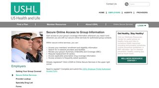 US Health and Life > Employers > Secure Online Services