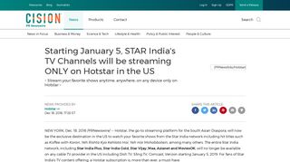 Starting January 5, STAR India's TV Channels will be streaming ONLY ...