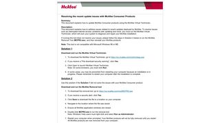 Resolving the recent update issues with McAfee Consumer Products
