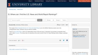 Q. Where can I find the U.S. News and World Report Rankings? - FAQ ...