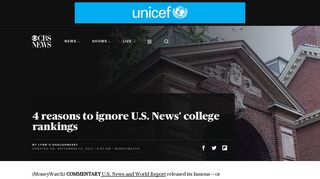 4 reasons to ignore U.S. News' college rankings - CBS News
