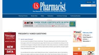 Frequently Asked Questions - US Pharmacist