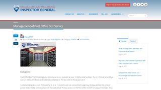 Management of Post Office Box Service | USPS Office of Inspector ...
